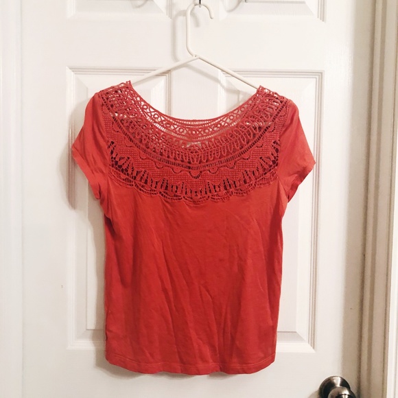 Anthropologie Meadow Rue Coral Crochet Medium Top - Picture 4 of 4